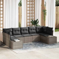 vidaXL Set da giardino a 7 pezzi con cuscini grigio polyrattan