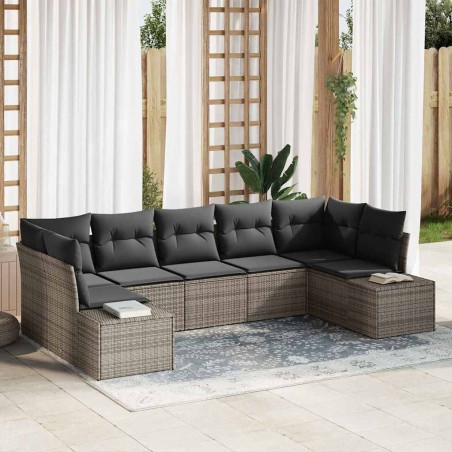 vidaXL Set da giardino a 7 pezzi con cuscini grigio polyrattan
