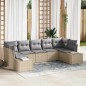vidaXL Set di Divani da Giardino da 7 Pezzi con Cuscini Beige Polyrattan