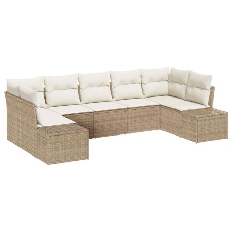 vidaXL Set divani giardino da 7 pezzi con cuscini in rattan sintetico beige