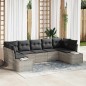 vidaXL Set di Divani da Giardino 7 Pezzi con Cuscini Grigio Chiaro in Rattan Polietileno