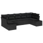 vidaXL Set da Giardino a 7 Pezzi con Cuscini Nero Rattan Poliestere