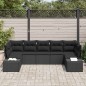 vidaXL Set da Giardino a 7 Pezzi con Cuscini Nero Rattan Poliestere
