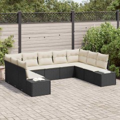 vidaXL Set da giardino 9 pezzi con cuscini - Polyrattan nero