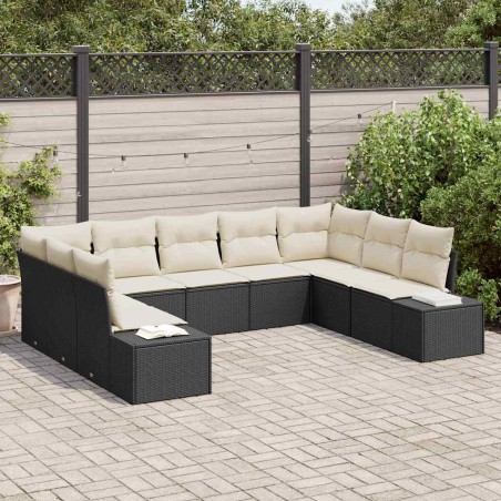 vidaXL Set da giardino 9 pezzi con cuscini - Polyrattan nero