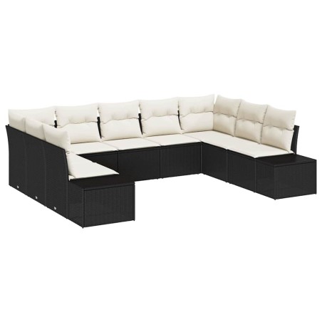 vidaXL Set da giardino 9 pezzi con cuscini - Polyrattan nero