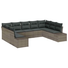 vidaXL Set Divano da Giardino 9 Pezzi con Cuscini - Polyrattan Grigio
