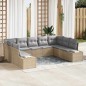 vidaXL Set di Divano da Giardino 9 Pezzi con Cuscini in Rattan Plastico Beige vidaXL Set di Divano da Giardino 9 Pezzi con Cuscini in Rattan Plastico Beige