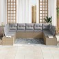 vidaXL Set di Divano da Giardino 9 Pezzi con Cuscini in Rattan Plastico Beige vidaXL Set di Divano da Giardino 9 Pezzi con Cuscini in Rattan Plastico Beige