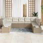 vidaXL Set da giardino 9 pezzi con cuscini in polyrattan beige
