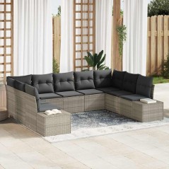 vidaXL Set Giardino 9 Pezzi con Cuscini - Rattan Sintetico Grigio Chiaro