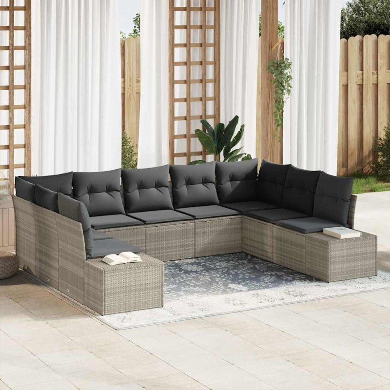 vidaXL Set Giardino 9 Pezzi con Cuscini - Rattan Sintetico Grigio Chiaro