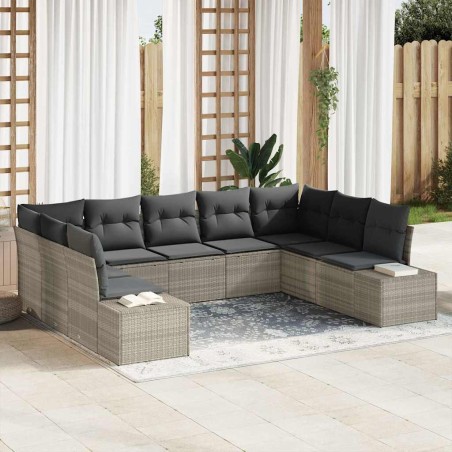 vidaXL Set Giardino 9 Pezzi con Cuscini - Rattan Sintetico Grigio Chiaro