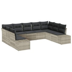 vidaXL Set Giardino 9 Pezzi con Cuscini - Rattan Sintetico Grigio Chiaro