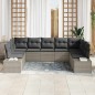 vidaXL Set Giardino 9 Pezzi con Cuscini - Rattan Sintetico Grigio Chiaro