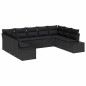 vidaXL Set da giardino con divano a 9 pezzi e cuscini - Polirattan nero