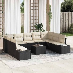 vidaXL Set di divani da giardino da 9 pezzi con cuscini in polirattan marrone
