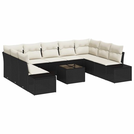 vidaXL Set di divani da giardino da 9 pezzi con cuscini in polirattan marrone