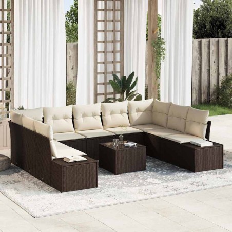 vidaXL Set di divani da giardino 9 pezzi con cuscini - Rattan polipropilene grigio