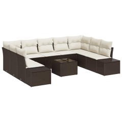 vidaXL Set di divani da giardino 9 pezzi con cuscini - Rattan polipropilene grigio