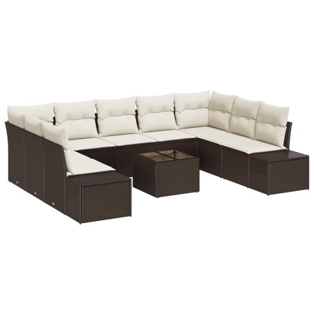 vidaXL Set di divani da giardino 9 pezzi con cuscini - Rattan polipropilene grigio