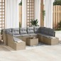vidaXL Set di Divano da Giardino con 10 Pezzi e Cuscini in Polyrattan Nero