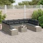 vidaXL Set giardino con divano a 10 pezzi e cuscini - Rattan Grigio in Poliestere