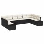 vidaXL Set di divani da giardino con dieci pezzi e cuscini neri in polyrattan