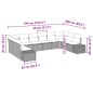 vidaXL Set di divani da giardino con dieci pezzi e cuscini neri in polyrattan