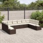 vidaXL Set divani da giardino con 10 pezzi e cuscini marroni in rattan