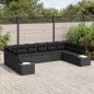 vidaXL Set di divani da giardino di con 10 pezzi e cuscini in rattan nero