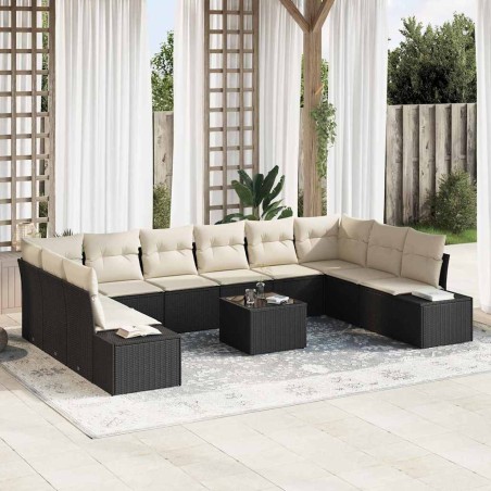 vidaXL Set da giardino di 10 pezzi con cuscini in polyrattan marrone