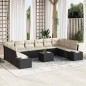 vidaXL Set da giardino di 10 pezzi con cuscini in polyrattan marrone