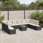 vidaXL Set da giardino di 10 pezzi con cuscini in polyrattan marrone