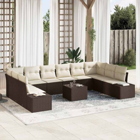 vidaXL Set divano giardino di 10 pezzi con cuscini grigi in polyrattan
