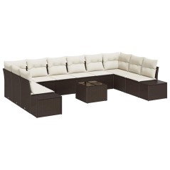 vidaXL Set divano giardino di 10 pezzi con cuscini grigi in polyrattan