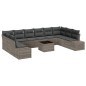 vidaXL Set Divano da Giardino da 10 pezzi con Cuscini Nero in Polyrattan
