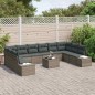 vidaXL Set Divano da Giardino da 10 pezzi con Cuscini Nero in Polyrattan