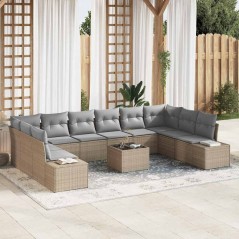 vidaXL Set Divano da Giardino 11 Pezzi con Cuscini Nero Rattan Sintetico