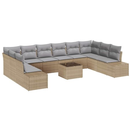 vidaXL Set Divano da Giardino 11 Pezzi con Cuscini Nero Rattan Sintetico