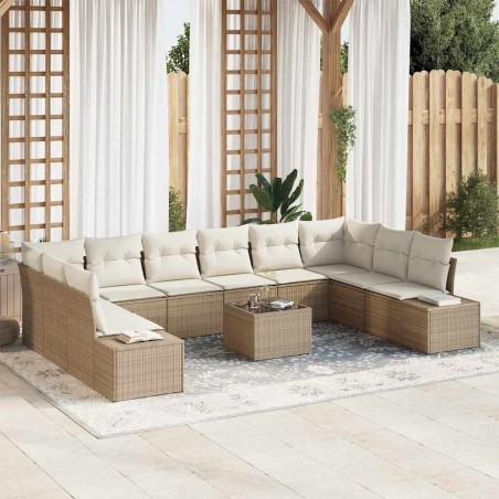 vidaXL Set di divani da giardino con cuscini in rattan marrone da 11 pezzi