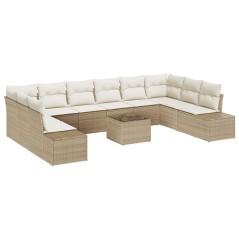 vidaXL Set di divani da giardino con cuscini in rattan marrone da 11 pezzi
