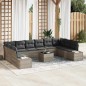 vidaXL Set Divano da Giardino 11 Pezzi con Cuscini Grigio Rattan