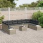 vidaXL Set Divano da Giardino 11 Pezzi con Cuscini Grigio Rattan