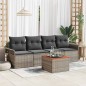 vidaXL Set di divani da giardino 5 pezzi con cuscini grigi in polirattan e legno di acacia.