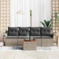 vidaXL Set di divani da giardino 5 pezzi con cuscini grigi in polirattan e legno di acacia.