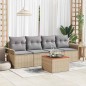 vidaXL Set di divani da giardino 5 pezzi con cuscini in polirattan beige e acacia. vidaXL Set di divani da giardino 5 pezzi con cuscini in polirattan beige e acacia.