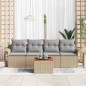 vidaXL Set di divani da giardino 5 pezzi con cuscini in polirattan beige e acacia. vidaXL Set di divani da giardino 5 pezzi con cuscini in polirattan beige e acacia.