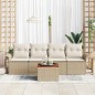 vidaXL Set di divani da giardino 5 pezzi con cuscini in rattan beige e legno di acacia. vidaXL Set di divani da giardino 5 pezzi con cuscini in rattan beige e legno di acacia.