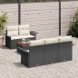vidaXL Set divani giardino 6 pezzi con cuscini in rattan nero e legno di acacia